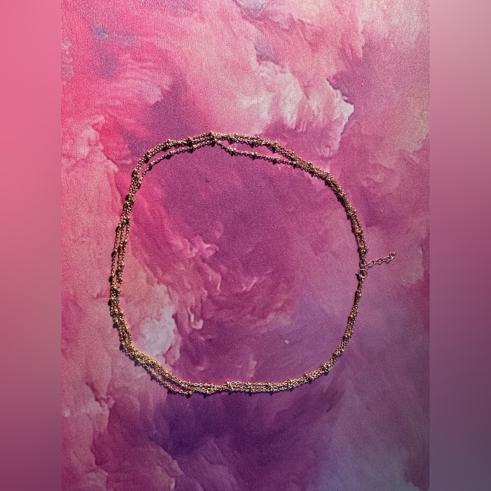 14k Gold-Filled Three Chain Choker Necklace (Like-New; Gold)
